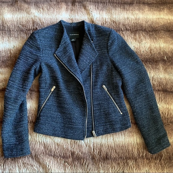 Club Monaco Tweed Asymmetrical Moto Blazer - Picture 2 of 12